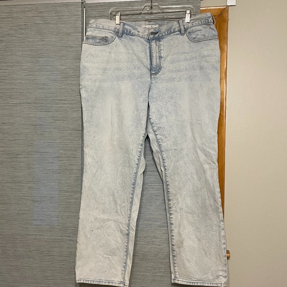 Lands End Acid Wash High Rise Straight Leg Jeans20